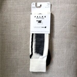 Ski Socks White and Black Crew Length